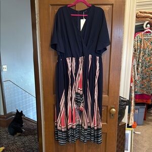 BloomChic Navy and Pink Striped jumpsuit